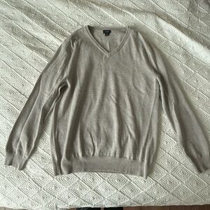 J. Crew Men's V-Neck Sweater in Light Gray